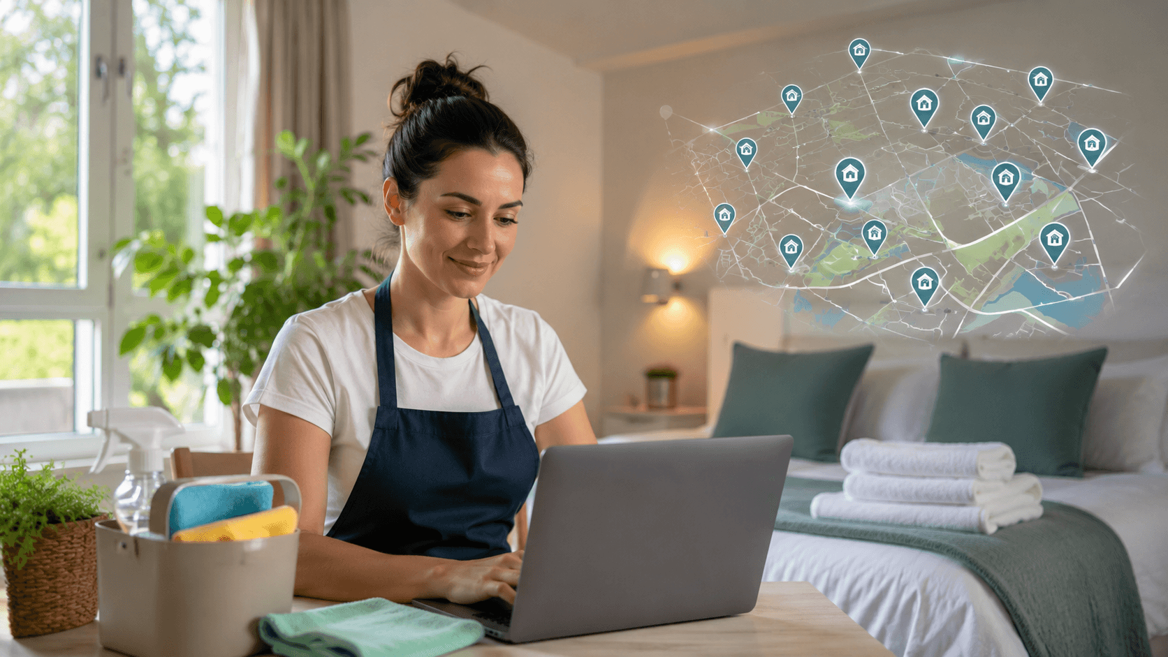 Mappa Welkodia dei professionisti delle pulizie per Airbnb