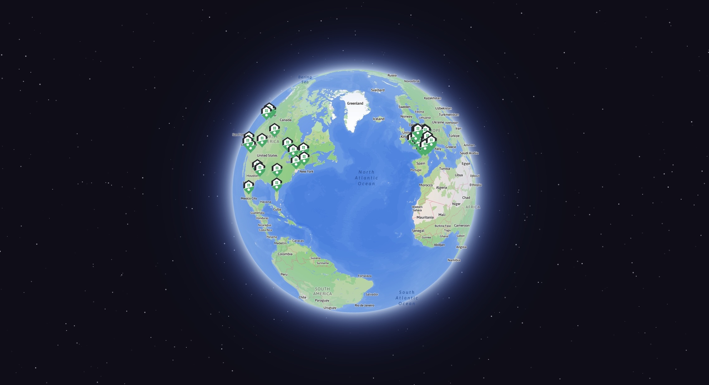 Preview of the Welkodia local partner directory map showing property manager locations worldwide